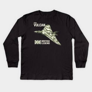 Avro Vulcan Bomber Jet Aircraft RAF UK Plane British Legend Merch Kids Long Sleeve T-Shirt